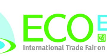 Logo Eco Expo Asia, green, blue and grey